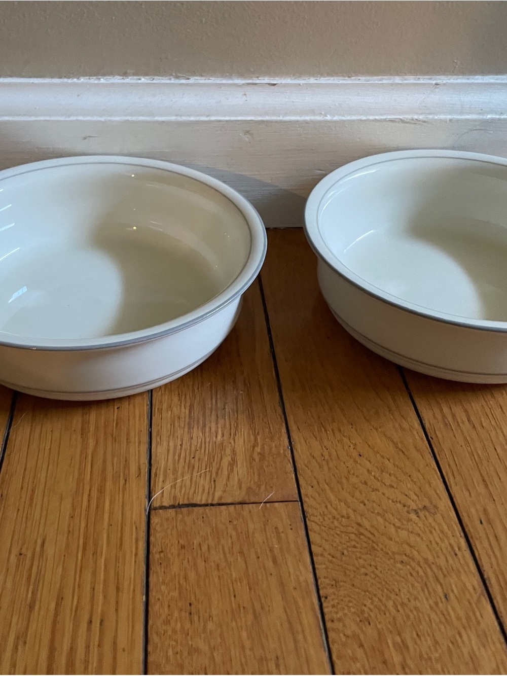 Lenox Ceramic Serving Bowls with Silver Rim - Set of 2